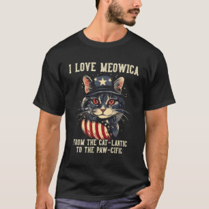 4th juli kat ik hou van meowica patriottische kat t-shirt