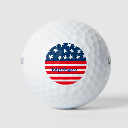 4th juli onafhankelijkheidsdag voeg naamtekst Amer Golfballen (Voorkant)