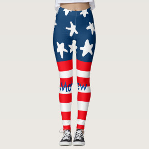 4th juli onafhankelijkheidsdag voeg naamtekst Amer Leggings