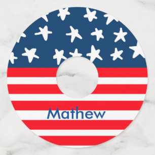 4th juli onafhankelijkheidsdag voeg naamtekst Amer Wijnglaslabel