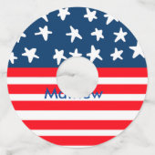 4th juli onafhankelijkheidsdag voeg naamtekst Amer Wijnglaslabel (Achterkant)