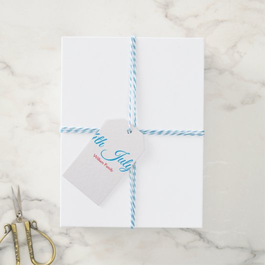 4th Juli onafhankelijkheidsdag voeg naamtekst toe Cadeaulabel (Met Touw)