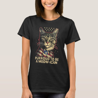 4th July Cat Lover, Purroud To Be A Meow-Ican, Ame T-shirt