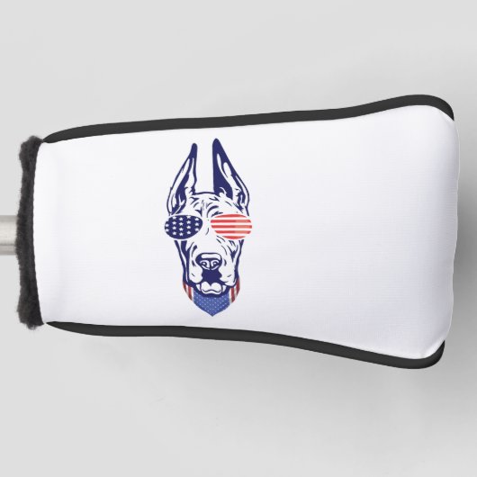 4th july Great Dane American Flag Independence Day Golfheadcover (Voorkant)