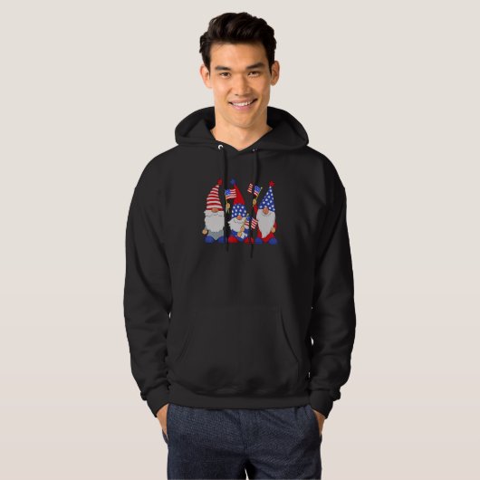 4th Of July 2023 Patriotic Gnomes Funny American U Hoodie (Voorkant volledig)
