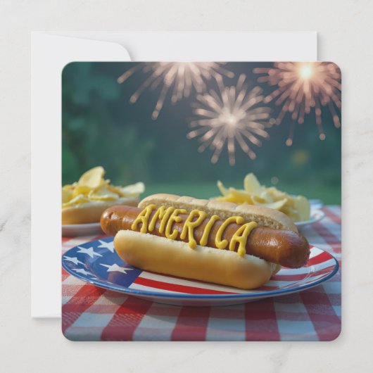 4th of July American Hot Dog Kaart (Voorkant)