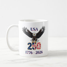 4th of July Anniversary 250 Years USA Bald Eagle Koffiemok