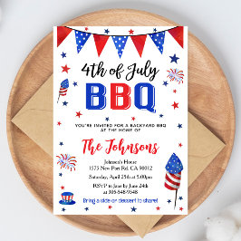 4th of July Backyard BBQ Invitation Kaart