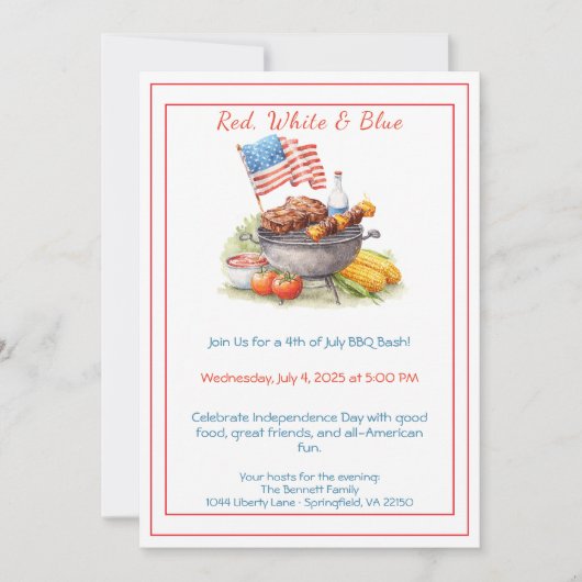 4th of July BBQ Invitation – Patriotic Backyard (Devant)