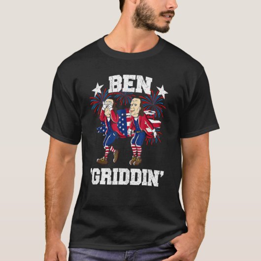 4th of July Benjamin Franklin Griddy Ben Griddin T-shirt (Voorkant)