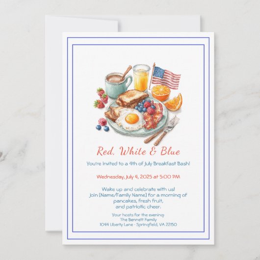 4th of July Breakfast Invitation – Patriotic (Devant)