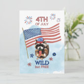 4th of July coole Patriotic Racoon Kaart (Staand voorkant)