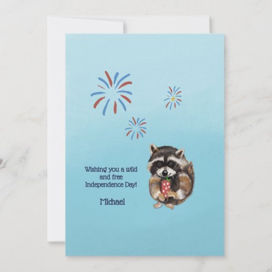 4th of July coole Patriotic Racoon Kaart (Achterkant)