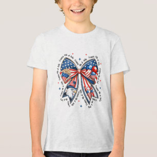 4th of July Coquette Bow USA Patriotic Happy 4th O Tri-Blend Shirt