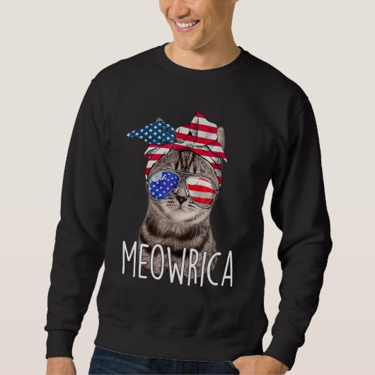 4th Of July Day Of Independence Meowrica meowrica Trui (Voorkant)