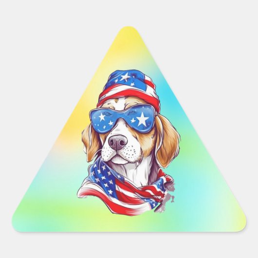 4th Of July Dog Sublimation-66361 Driehoek Sticker (Voorkant)