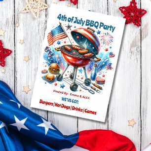 4th of July Familiereünie Bakyard BBq Party Kaart