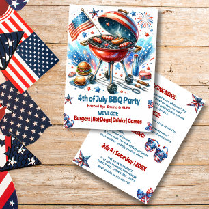 4th of July Familiereünie Bakyard BBq Party Kaart