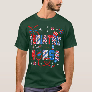 4th Of July For Women Stethoscope Patriotic Pediat T-shirt