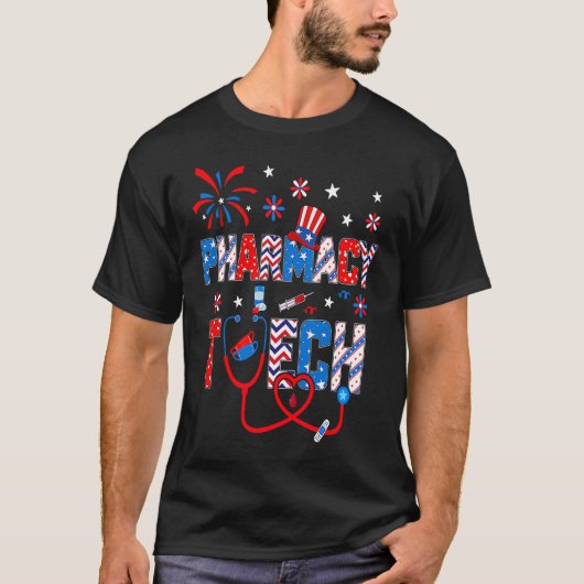 4th Of July For Women Stethoscope Pharmacy Tech Nu T-shirt (Voorkant)