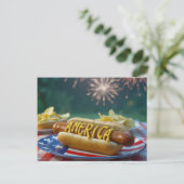 4th Of July Hot Dog Celebration Briefkaart (Staand voorkant)