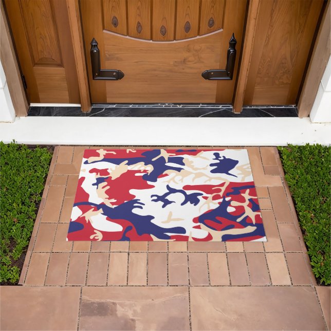 4th of July, Independence day, Camouflage Beige Deurmat (Buiten)