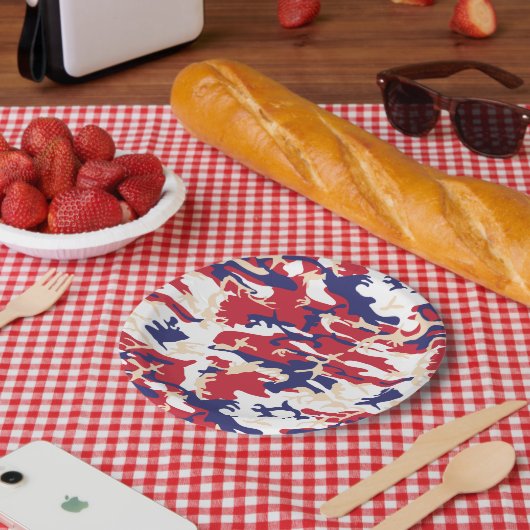 4th of July, Independence day, Camouflage Beige Papieren Bordje (Picknick)