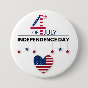 4th of July Independence Day Ronde Button 7,6 Cm