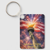 4th of July Liberty Torch Fireworks USA 250th Sleutelhanger (Voorkant)