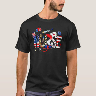 4th Of July Nursing For Women Stethoscope Nurse Gr T-shirt
