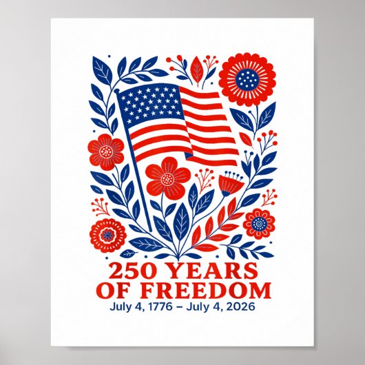 4th of July Patriotic 250th Anniversary 250 Years Poster (Voorkant)