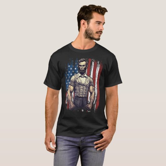 4th of July Patriotic Abraham Lincoln Graphic Jul T-shirt (Voorkant volledig)