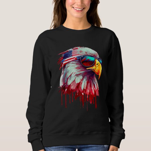 4th Of July Patriotic Bald Eagle Cool Sunglasses Trui (Voorkant)