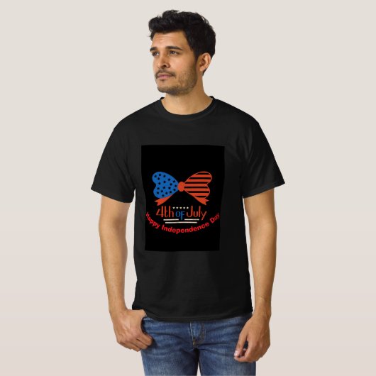 "4th of July" Patriotic Bow Design Custom T-shirt (Voorkant volledig)
