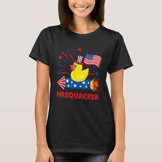 4th Of July Patriotic Firecracker Rubber Duck Fire T-shirt (Voorkant)