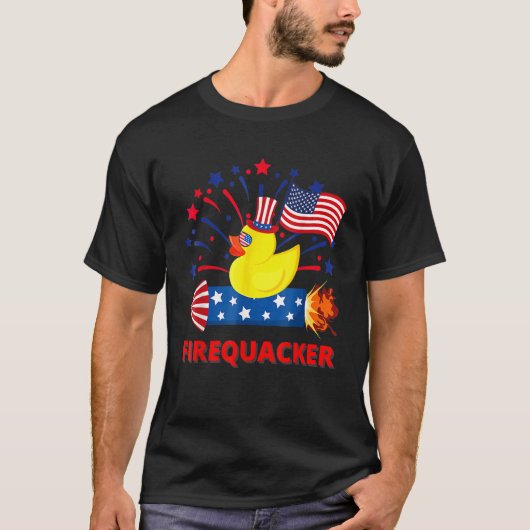 4th Of July Patriotic Firecracker Rubber Duck Fire T-shirt (Voorkant)