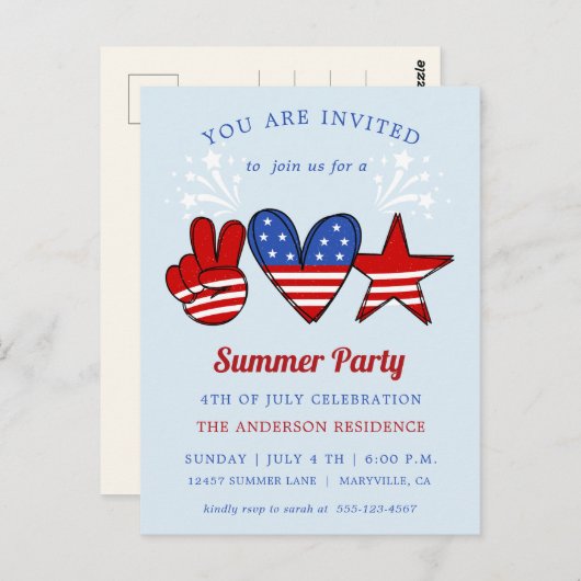 4th of July Pool And Ice Cream Party Invitation Po (Devant / Derrière)