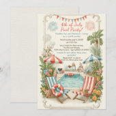 4th of July Pool Party Invitation – Elegant Line (Devant / Derrière)