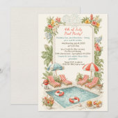 4th of July Pool Party Invitation – Elegant Line (Devant / Derrière)