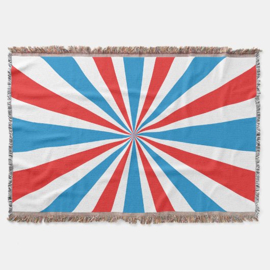 4th Of July Rood, Wit, En Blauw Sunburst Deken (Voorkant)