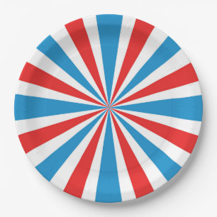 4th Of July Rood, Wit, En Blauw Sunburst Papieren Bordje