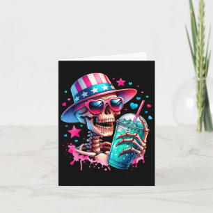 4th of July Skeleton Retro Trendy Mom Schedel Mama Kaart