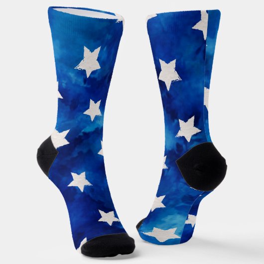 4th Of July Stars Pattern Watercolor Sokken (Gebogen)