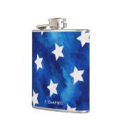 4th of July Sterren Blauwe Tie Kleurstof Patroon P Heupfles (Links)