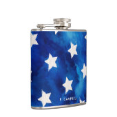 4th of July Sterren Blauwe Tie Kleurstof Patroon P Heupfles (Rechts)