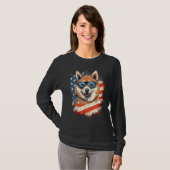 4th Of July US Flag Akita Dog 2 T-shirt (Voorkant volledig)