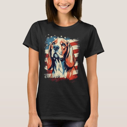 4th Of July US Flag Beagle Dog T-shirt (Voorkant)