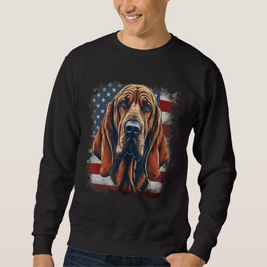 4th Of July US Flag Bloodhound Dog Trui (Voorkant)