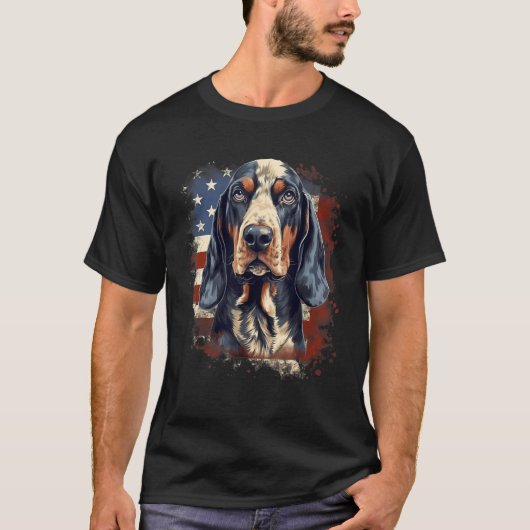 4th Of July US Flag Bluetick Coonhound Dog T-shirt (Voorkant)
