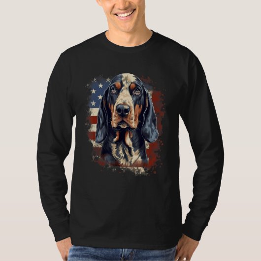 4th Of July US Flag Bluetick Coonhound Dog T-shirt (Voorkant)